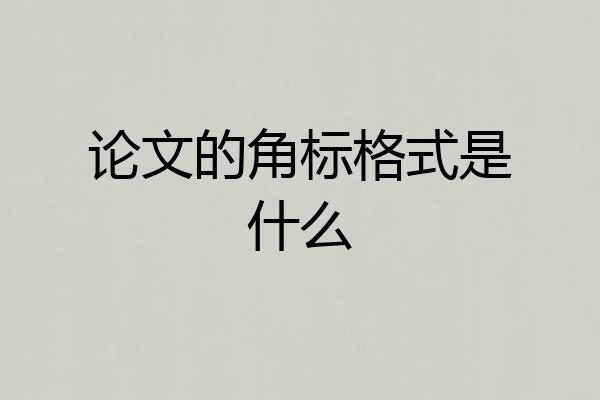 论文的角标格式是什么