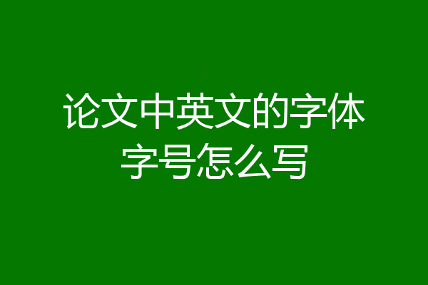 论文中英文的字体字号怎么写
