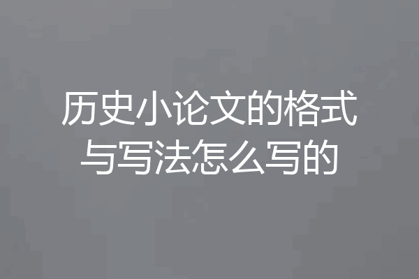 历史小论文的格式与写法怎么写的