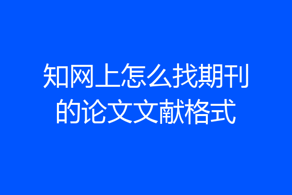 知网上怎么找期刊的论文文献格式