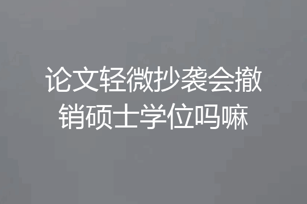 论文轻微抄袭会撤销硕士学位吗嘛