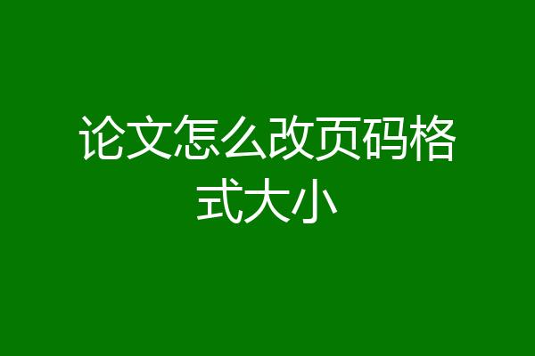论文怎么改页码格式大小