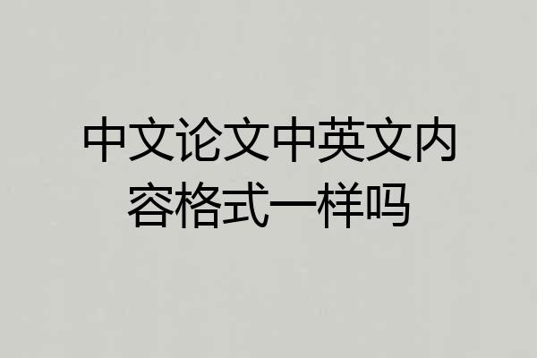 中文论文中英文内容格式一样吗