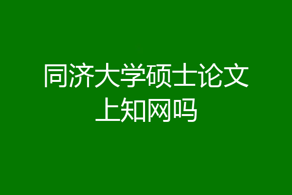 同济大学硕士论文上知网吗