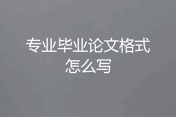 专业毕业论文格式怎么写