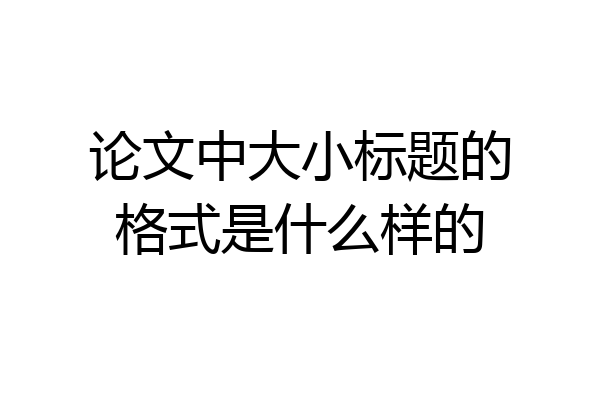 论文中大小标题的格式是什么样的