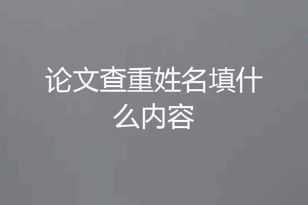 论文查重姓名填什么内容