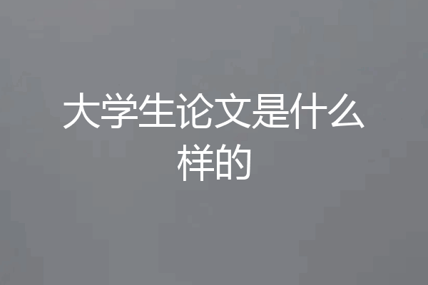 大学生论文是什么样的