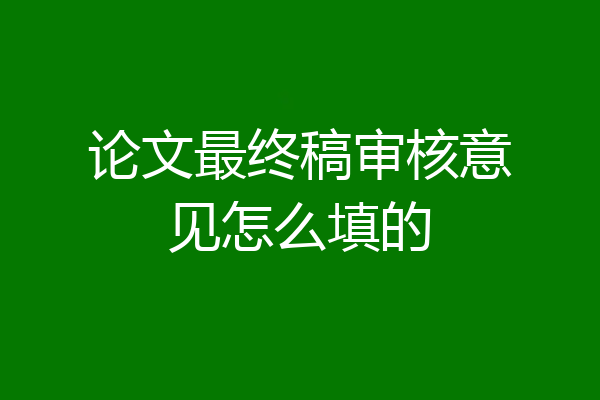论文最终稿审核意见怎么填的
