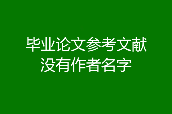 毕业论文参考文献没有作者名字