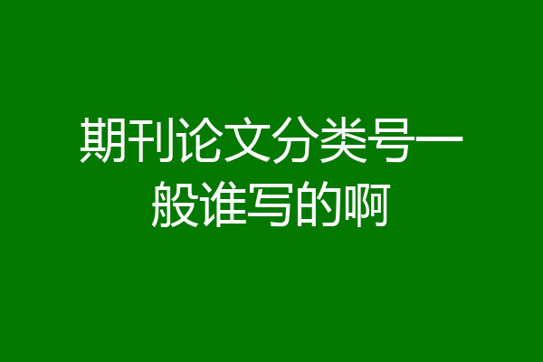 期刊论文分类号一般谁写的啊
