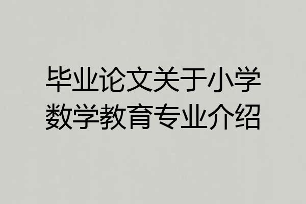 毕业论文关于小学数学教育专业介绍