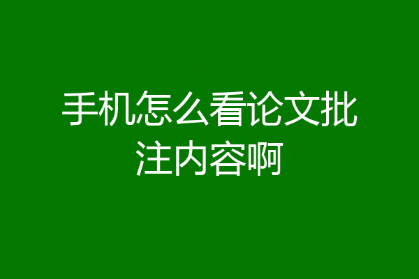手机怎么看论文批注内容啊