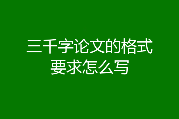 三千字论文的格式要求怎么写