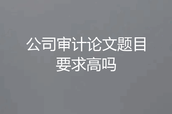 公司审计论文题目要求高吗