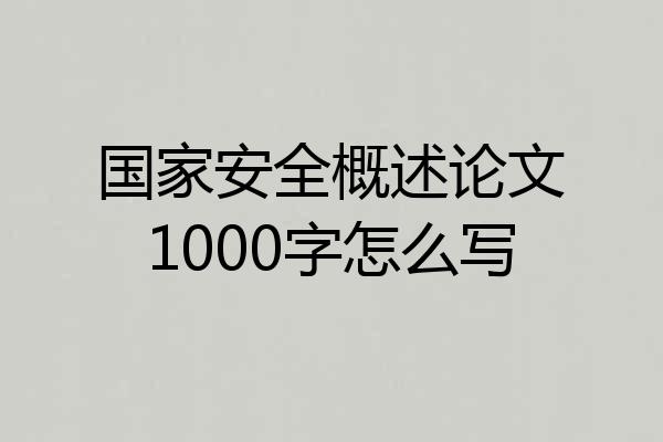 国家安全概述论文1000字怎么写