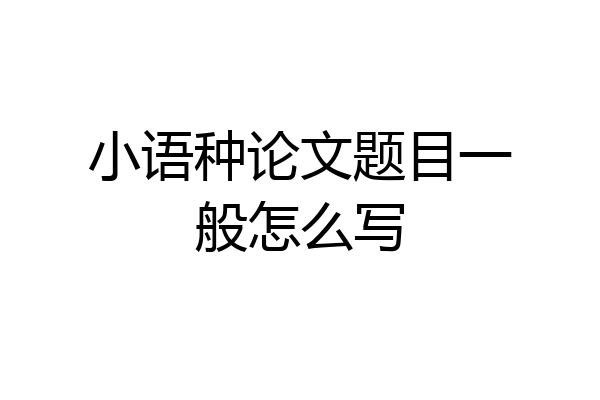 小语种论文题目一般怎么写