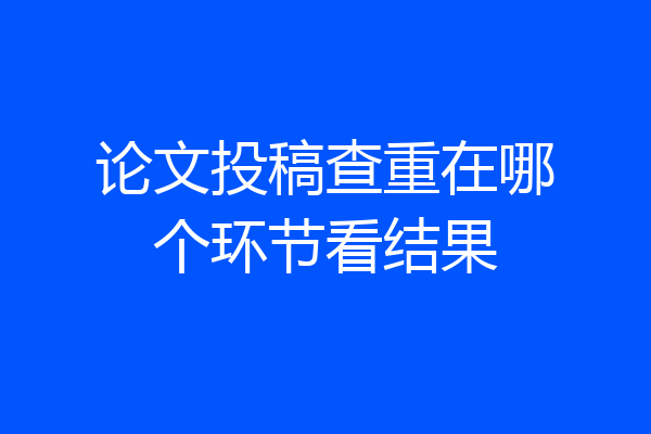 论文投稿查重在哪个环节看结果