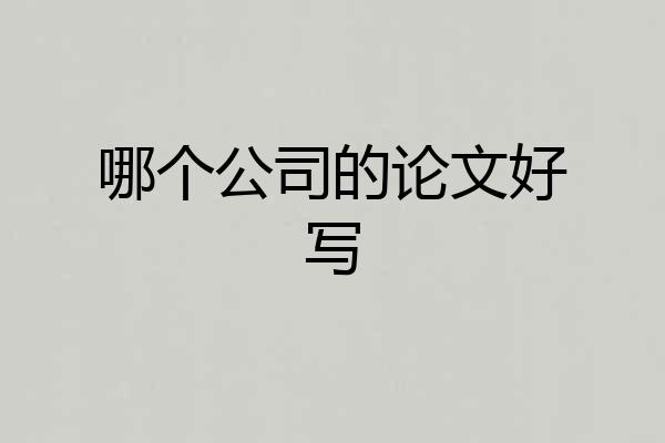 哪个公司的论文好写