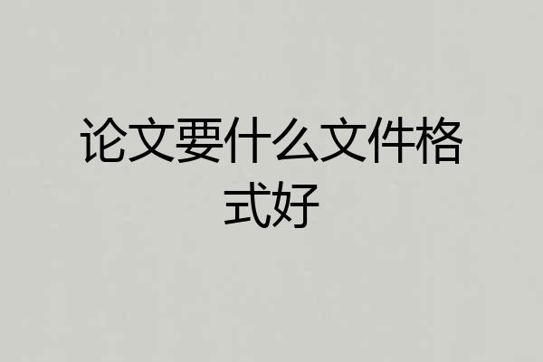 论文要什么文件格式好