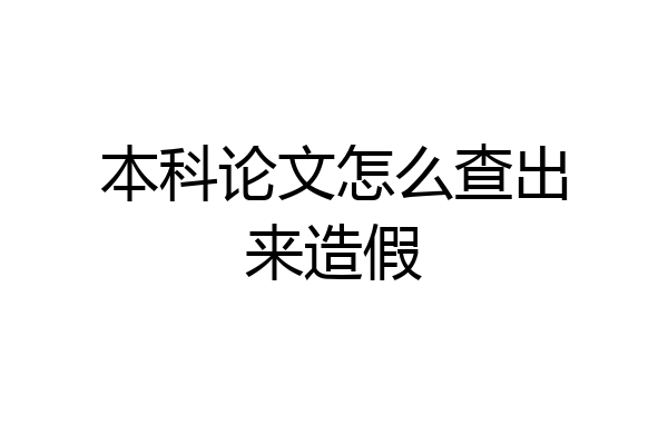 本科论文怎么查出来造假