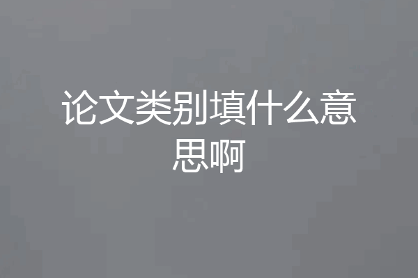 论文类别填什么意思啊