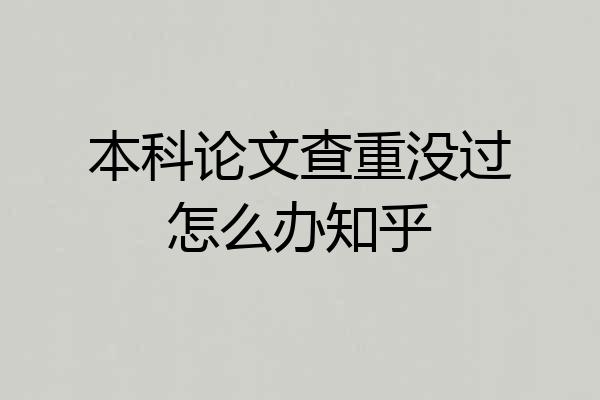 本科论文查重没过怎么办知乎