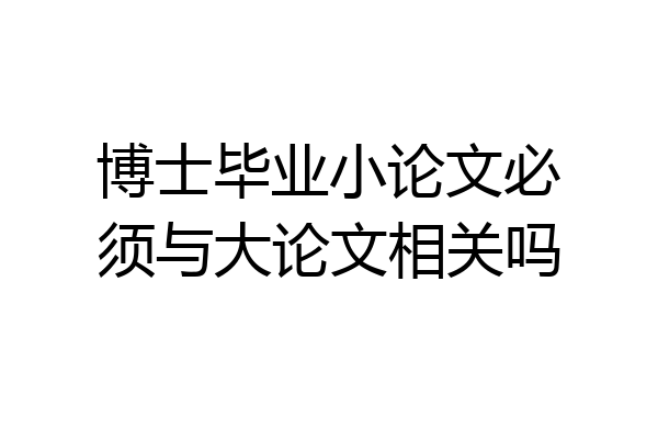 博士毕业小论文必须与大论文相关吗