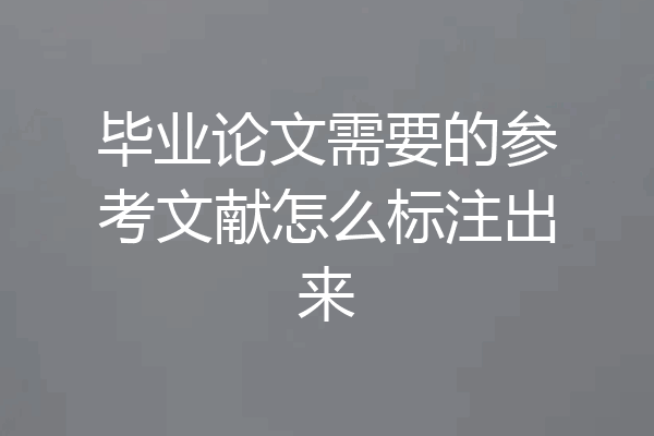 毕业论文需要的参考文献怎么标注出来