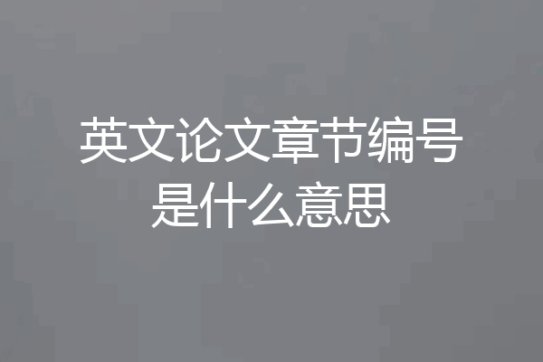 英文论文章节编号是什么意思
