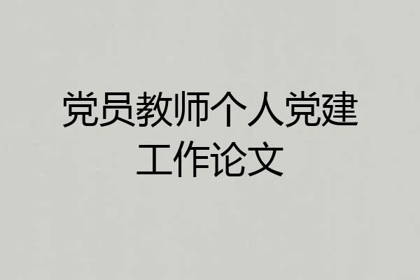党员教师个人党建工作论文
