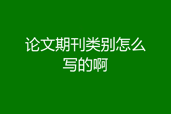 论文期刊类别怎么写的啊