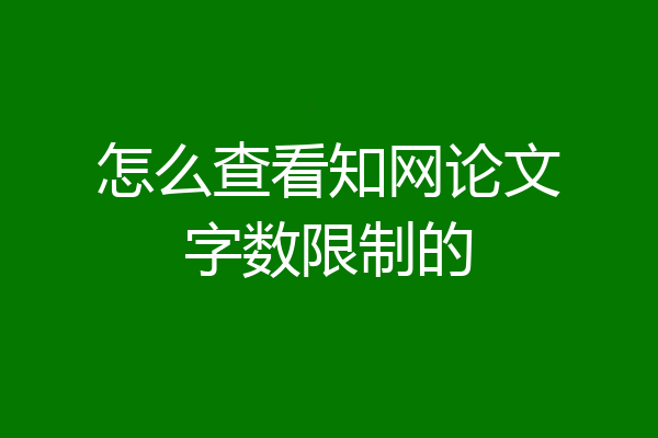 怎么查看知网论文字数限制的