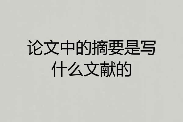 论文中的摘要是写什么文献的