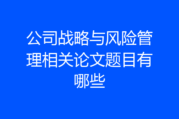 公司战略与风险管理相关论文题目有哪些