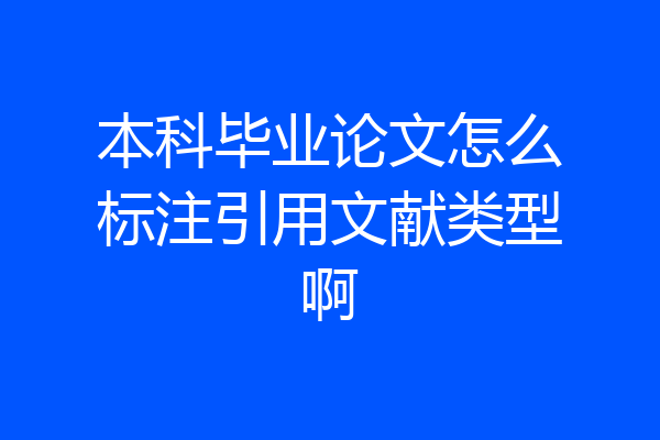 本科毕业论文怎么标注引用文献类型啊