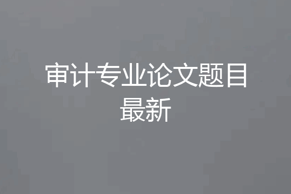 审计专业论文题目最新