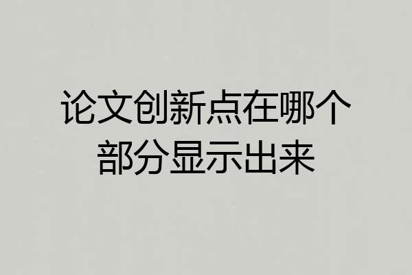 论文创新点在哪个部分显示出来