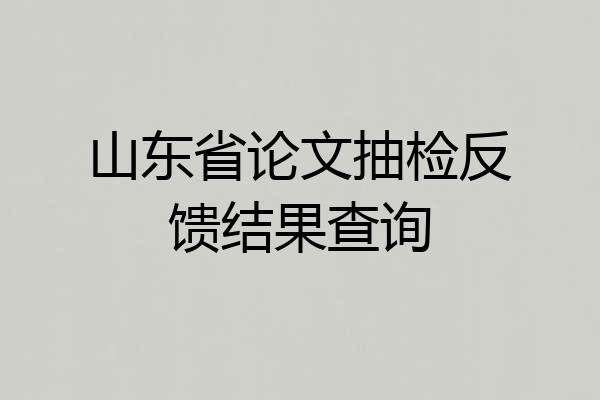 山东省论文抽检反馈结果查询