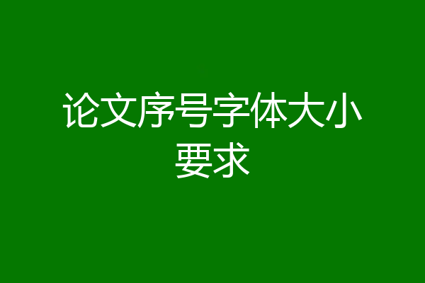 论文序号字体大小要求