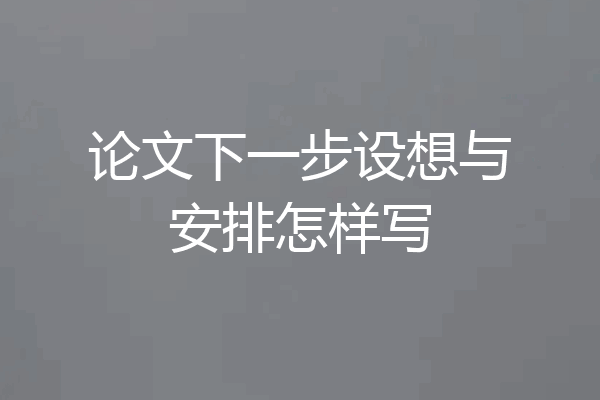 论文下一步设想与安排怎样写