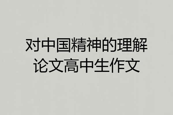 对中国精神的理解论文高中生作文