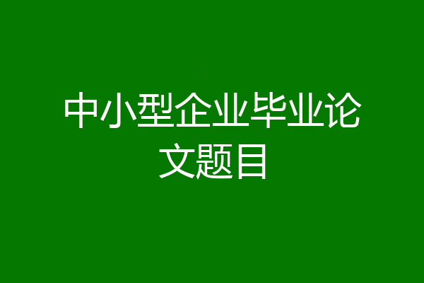 中小型企业毕业论文题目