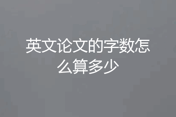 英文论文的字数怎么算多少