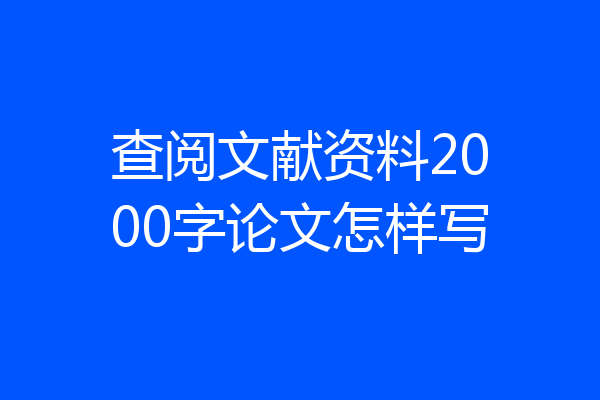 查阅文献资料2000字论文怎样写