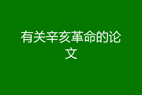 有关辛亥革命的论文
