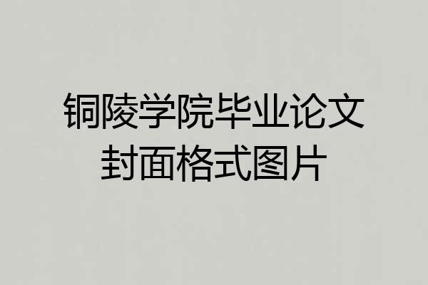 铜陵学院毕业论文封面格式图片