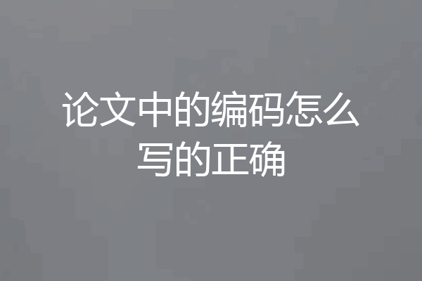 论文中的编码怎么写的正确