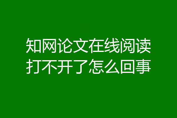 知网论文在线阅读打不开了怎么回事