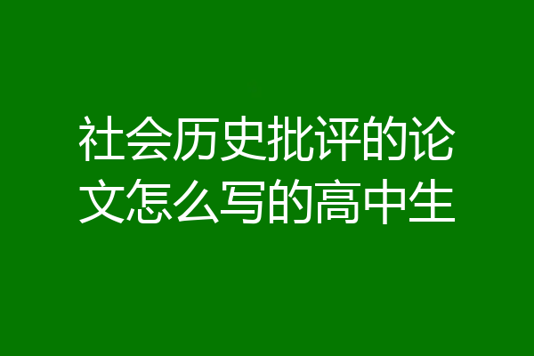 社会历史批评的论文怎么写的高中生
